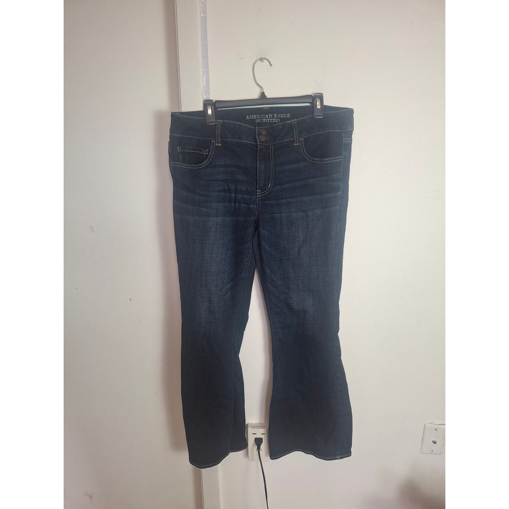 American Eagle Outfitters Womens 16 Short Dark Wash Stretch Bootcut Jeans